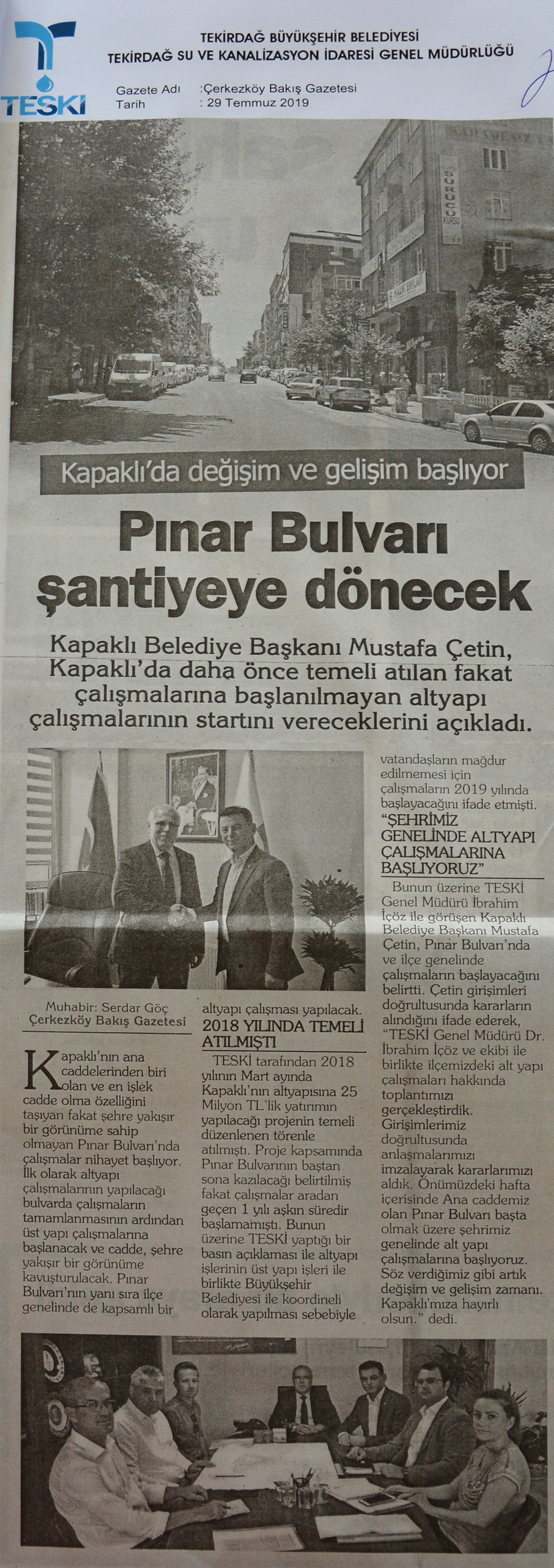 Pınar Bulvarı Şantiyeye Dönecek (Çerkezköy Bakış)
